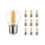 Voordeelpak 10x Noxion Lucent LED E27 Kogel Filament Helder 4.5W 470lm - 927 Zeer Warm Wit | Beste Kleurweergave - Vervangt 40W