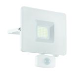 Eglo Wandlamp Faedo 3 Aluminium Wit 31W 3400lm - 850 Koel Wit | IP44 - Bewegingssensor